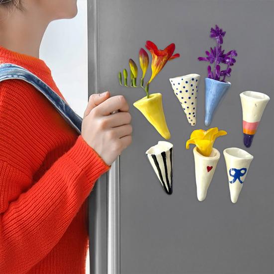 7Pcs/Set 3D Cone Refrigerator Magnet DIY Home Office Kitchen Locker Fridge Miniature