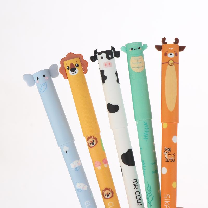8Pcs Cartoon Animal Erasable Gel Pens 0.5Mm Colorful Ink Ballpoint Pens Smooth Writing For Office School Stationery Supplies