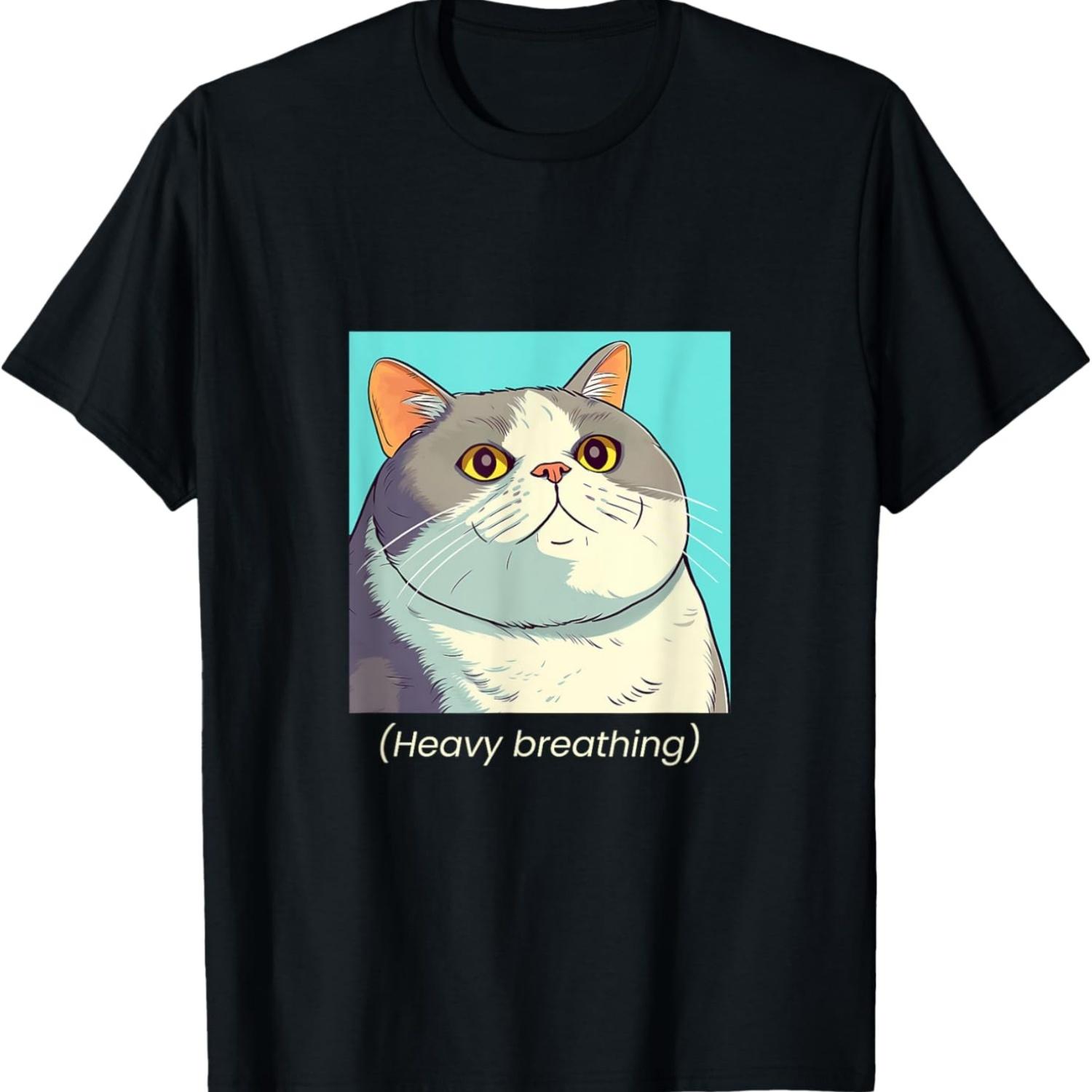 (Heavy breathing) Cat Meme T-Shirt S чёрный