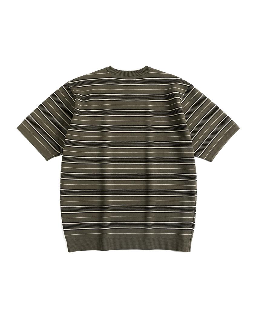 Waildeubeuligseu W23 Knitted Stripe T-Shirt (Olive&Black)