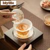 150ml Peach Blossom Frosted Glass Gaiwan Elegant Tea Tureen Tea Bowl With Lid Kit Tea Maker Cover Bowl Drinkware Supplies Gift