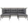 VidaXL Salon de jardin 5 pcs avec coussins Gris Résine tressée, ensemble de salon d'extérieur, ensemble de mobilier 319664