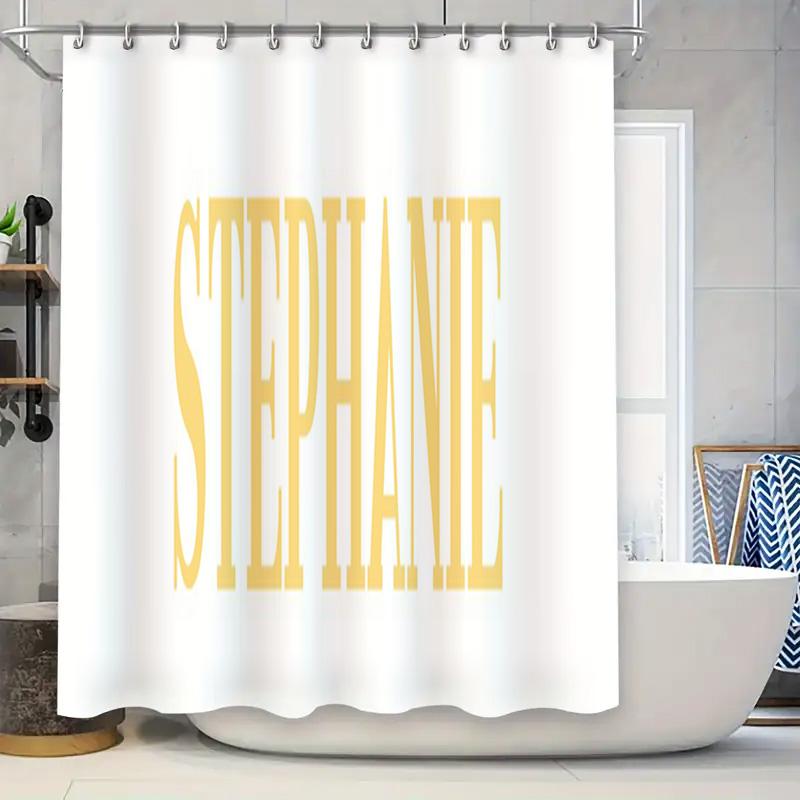 

Gold Bold Name Shower Curtain Wedding Gift For Bride Decor With Your Name In Bathroom (White) 24 X 72 In W60H190(CM)-1 Pcs
