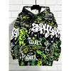 European And American Men's Autumn Gothic Letter Graffiti Print Soft and Comfortable Hooded Sweatshirt Outdoor Street Top