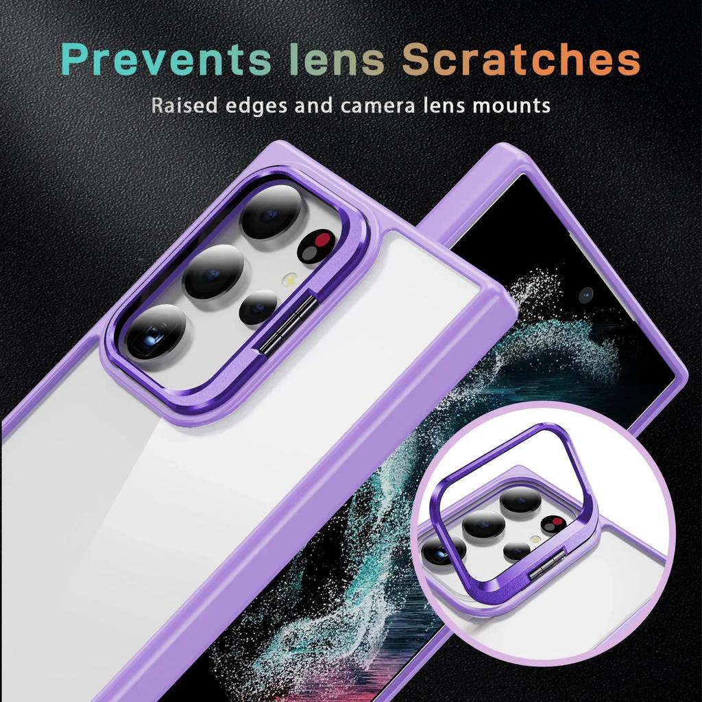 Transparente Halterung Acryl PCU Handyhülle für Samsung Galaxy S25 S24 FE Plus Ultra Stoßfeste Schutzhülle