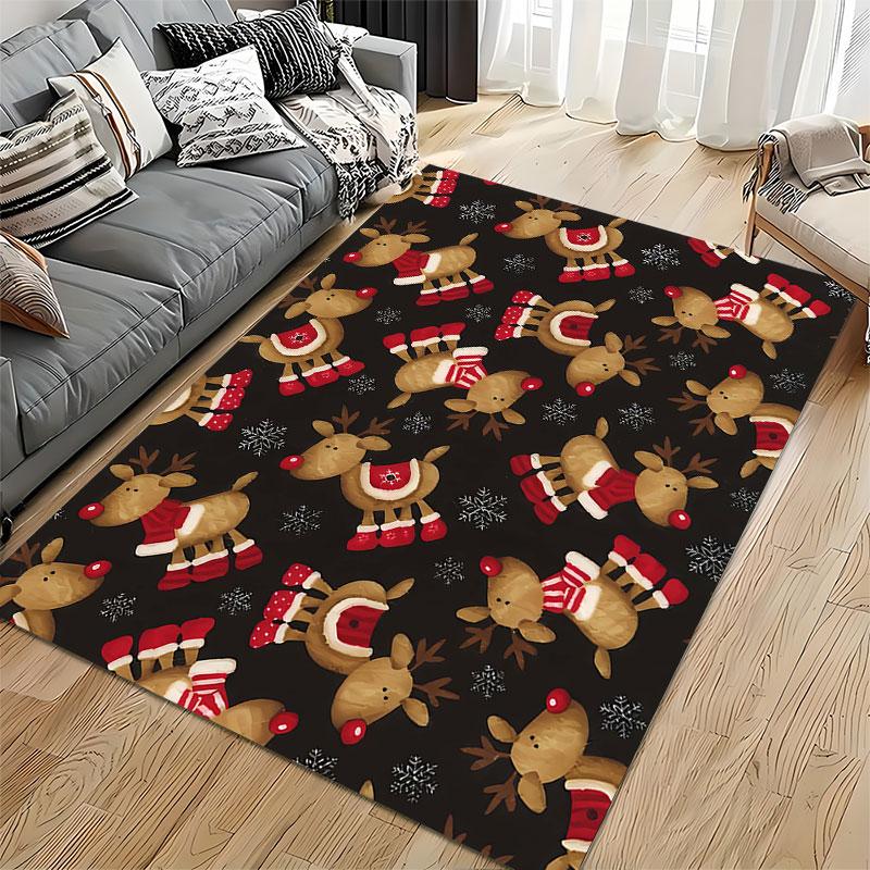 Christmas Reindeer Pattern Carpet suitable as a non-slip mat for the living room or bedroom sofa