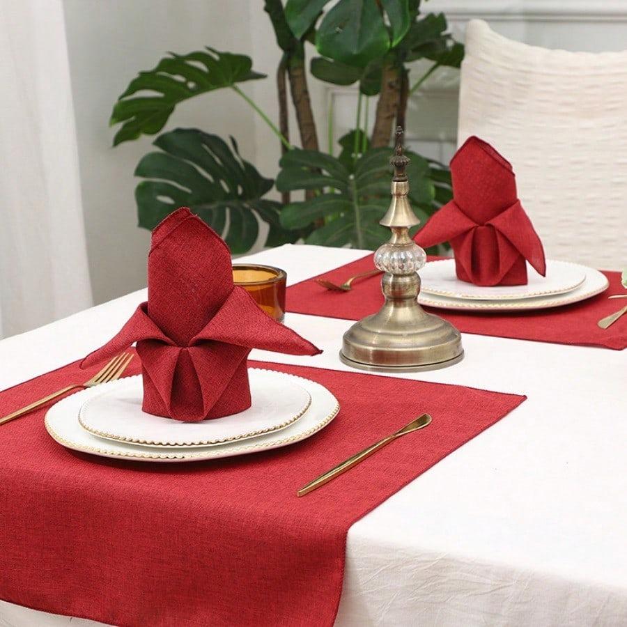 Elegant Set Beige Polyester Blend Napkins - 18x18 Inches Square, Soft and Durable, Ideal for Weddings, Parties, and Fine Dining Events