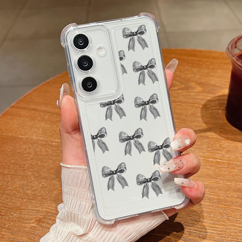 Für Samsung S25 Edge S24 FE S23 Ultra A16 A56 A36 A15 A55 A35 Hülle Schleifenmuster Klar Stoßfest Weiches Silikon Schlanke Handyhülle