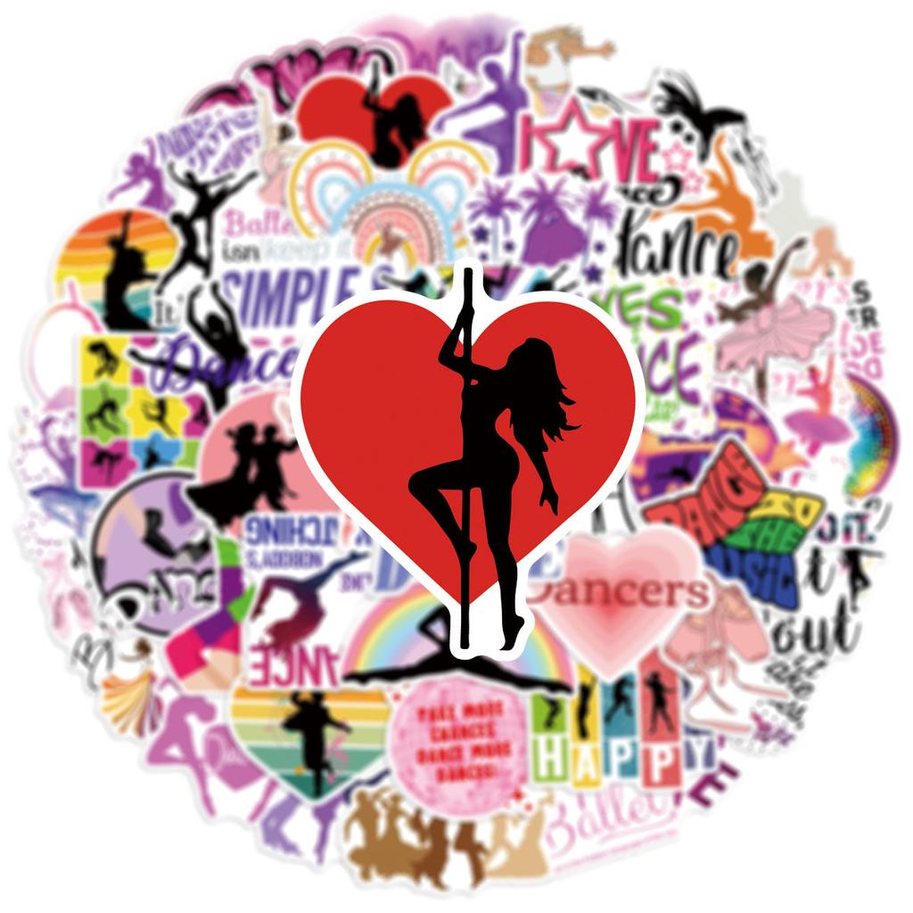50pcs Graffiti Dance Stickers Dancing Decals for DIY Decor Phone Laptop Scrapbook Stationery Water Bottle Guitar