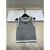 Miu-Style Color Block Lace Collar Knit Vest - Slimming Summer Top