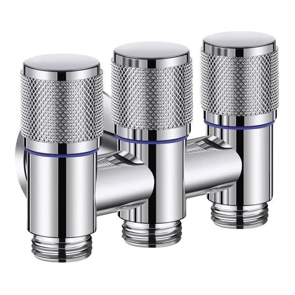 1-teiliges Eckventil für die Toilette, Eckventil für die Toilettenspülung mit einem Eingang und zwei Ausgängen, doppelt geöffneter Wasserhahn, rutschfestes Handrad, Toilette