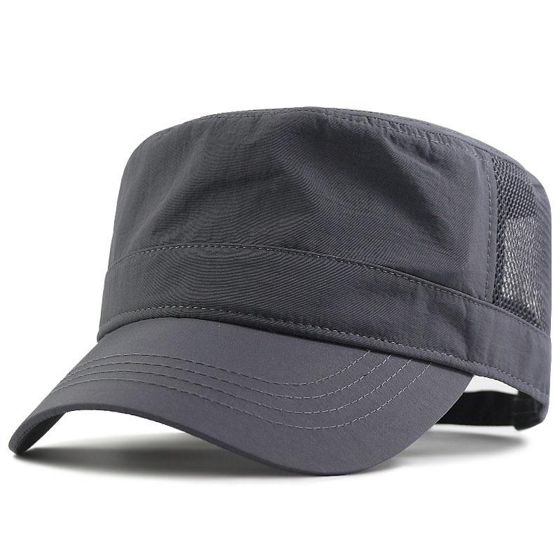 Hat Men's Summer Grid Large Flat Top Hat Men's Hat Big Head Large Quick Drying Shade Cap