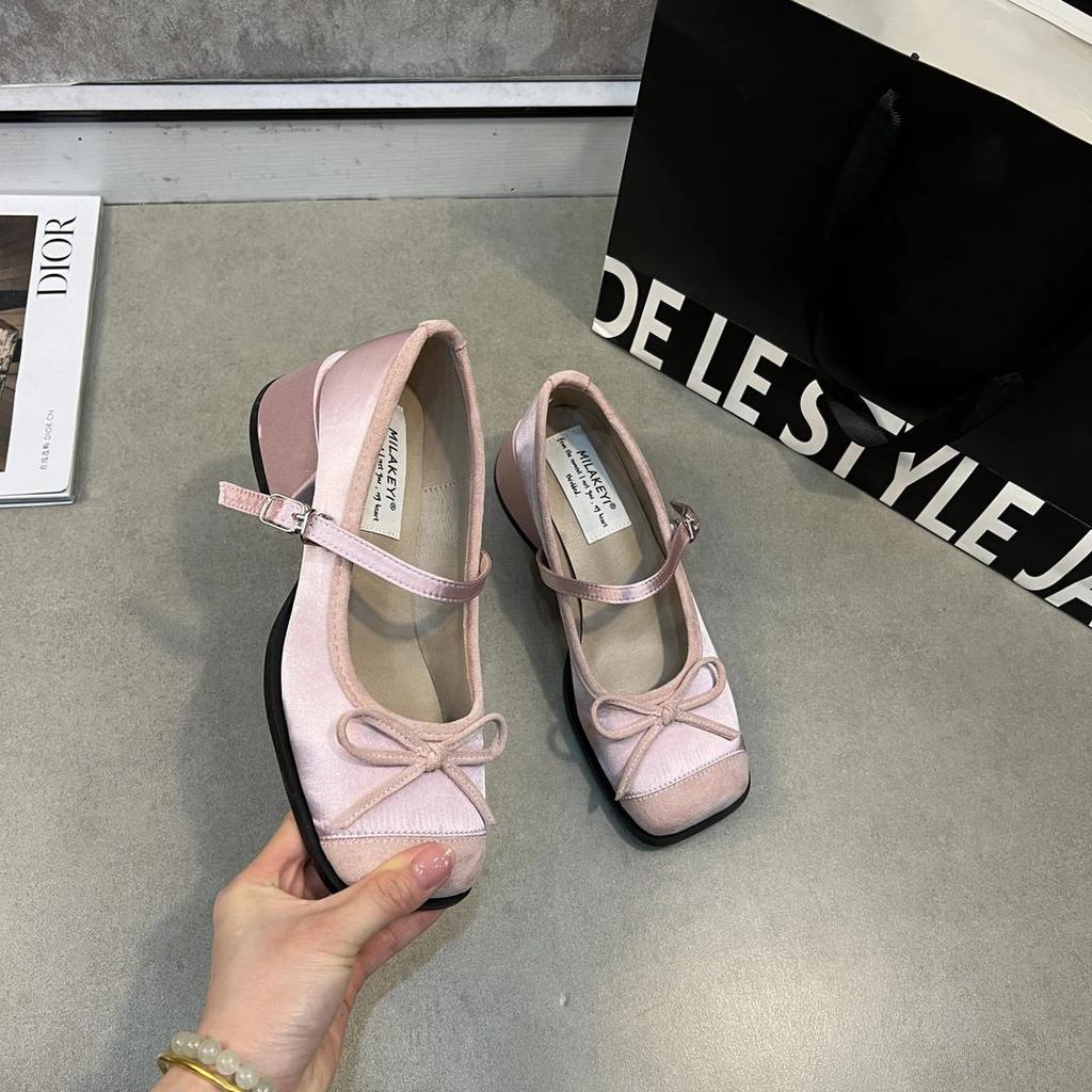 Fashion Hot Selling 2025 Designer New Mary Janes Shoes Women's High Heels Pumps Women Bow Square Heel Shoe Women Thick Heel Shoes Zapato