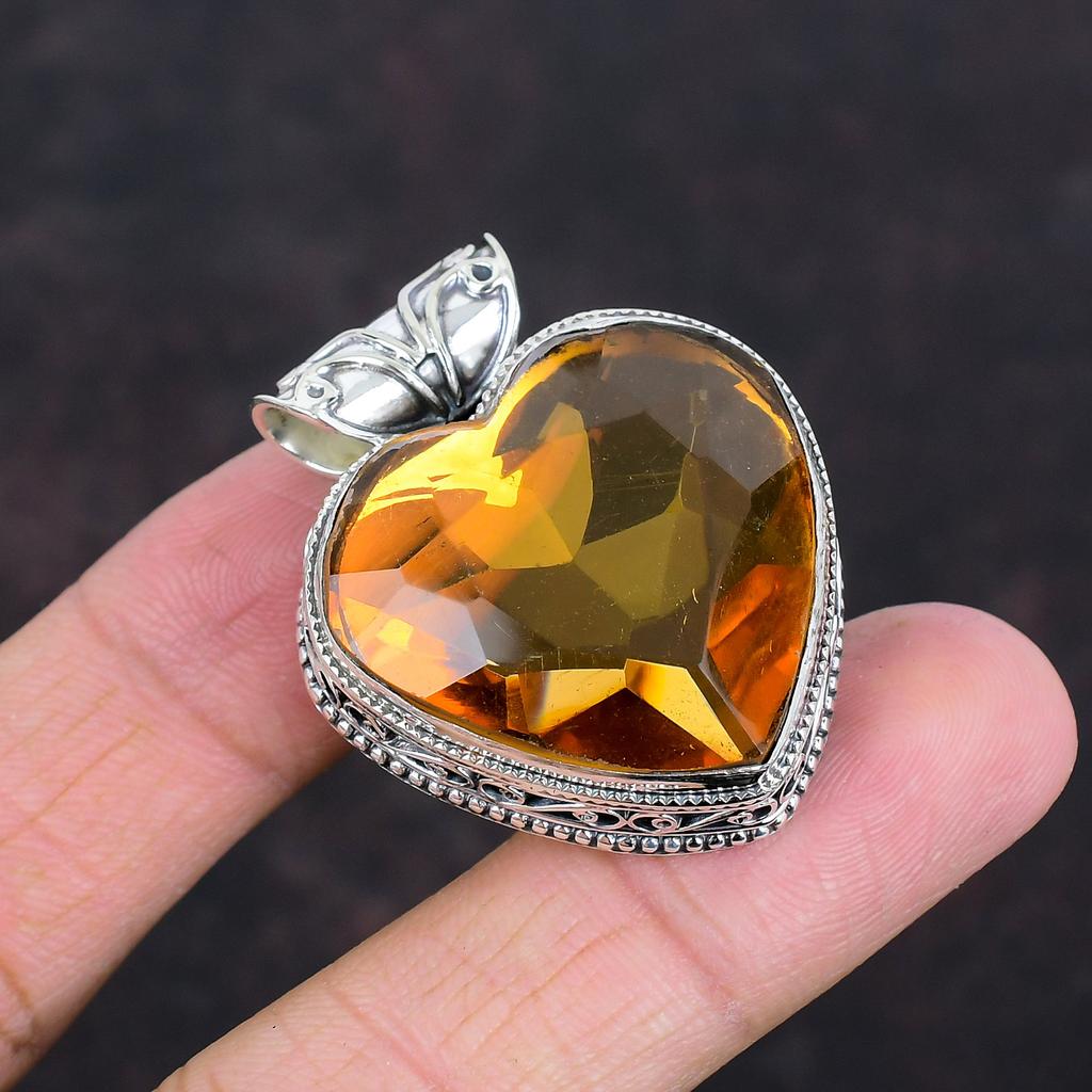 Faceted Whiskey Topaz Pendant 925 Sterling Silver Pendant Wonderful Vintage Jewelry Handmade Pendant Genuine Gemstone Pendant Gifts For Her