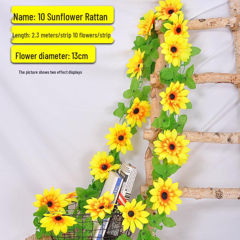 Sunflower Wall Hanging Basket - Artificial Vine for Indoor Decor