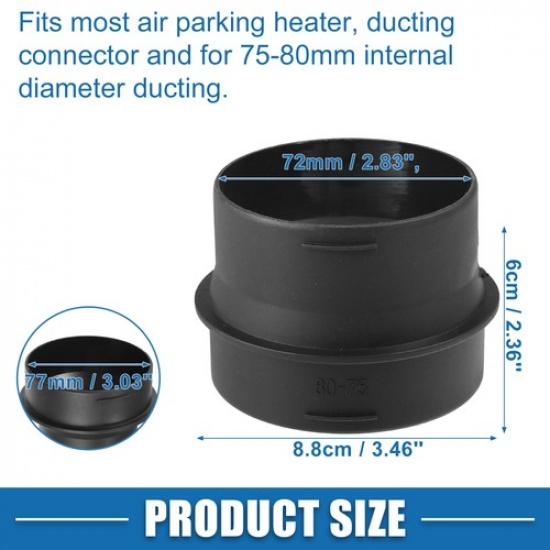 Single Air Ducting Connector Straight Air Heater Duct Pipe 80 to 75mm Universal