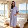 Leichtes Surf-Umhang-Poncho aus Mikrofaser, Kapuzenbademantel für Neoprenanzüge für Erwachsene, Schnelltrocknender saugfähiger Poncho, Weicher Fleece-Bademantel mit Handtuch-Kapuze,
