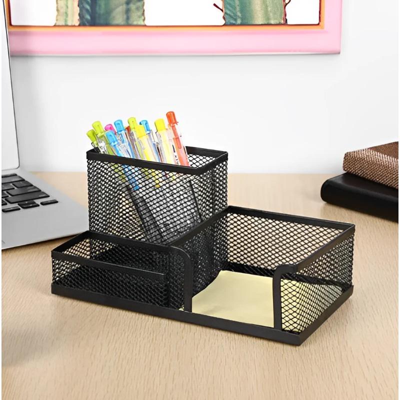 Metal Mesh Desk Organizer,Office Desktop Holder for Pens, Clips, Stapler & Supplies, Multi-Compartment Wire Storage Tray