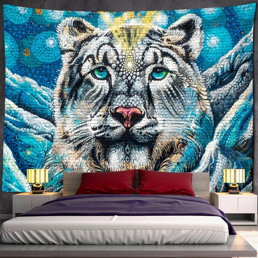 Украшение стены дома Гобелен Свирепый тигр Фон Подвесная ткань Офис Гостиная Гобелен — фото 6