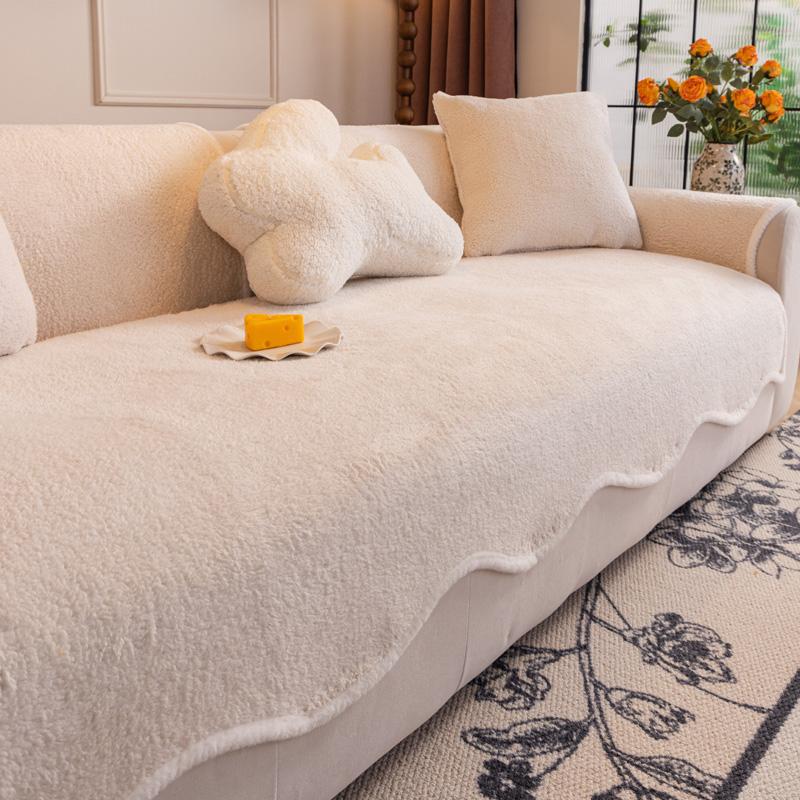 

Современная плюшевая подушка для дивана в стиле легкой роскоши, бархатная, для гостиной, теплая подстилка на сиденье, противоскользящие чехлы на спинку дивана L-образной формы 70x70cm белый