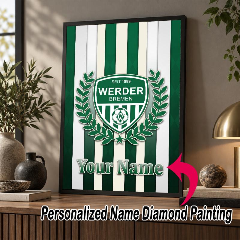 Custom Name Werder Bremen FC 5D Diamond Painting Personalized Full Drill Diamond Art Kit Gift
