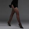 Sexy Women'S Striped Fishnet Tights New Black Pantyhose Hollowed Floral Thigh High Stockings Summer Mesh Nylon Hosiery Lingerie