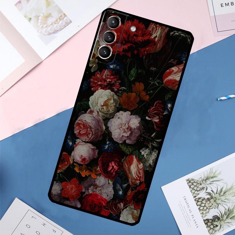 Midnight Floral Case For Samsung Galaxy S24 Ultra S20 S21 S22 S23 S25 Ultra S9 S10 Plus S25 FE Back Cover