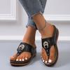 Summer Comfortable Slope Heel Flip-flops Women Wear Thick-soled Casual Beach Cool Slippers