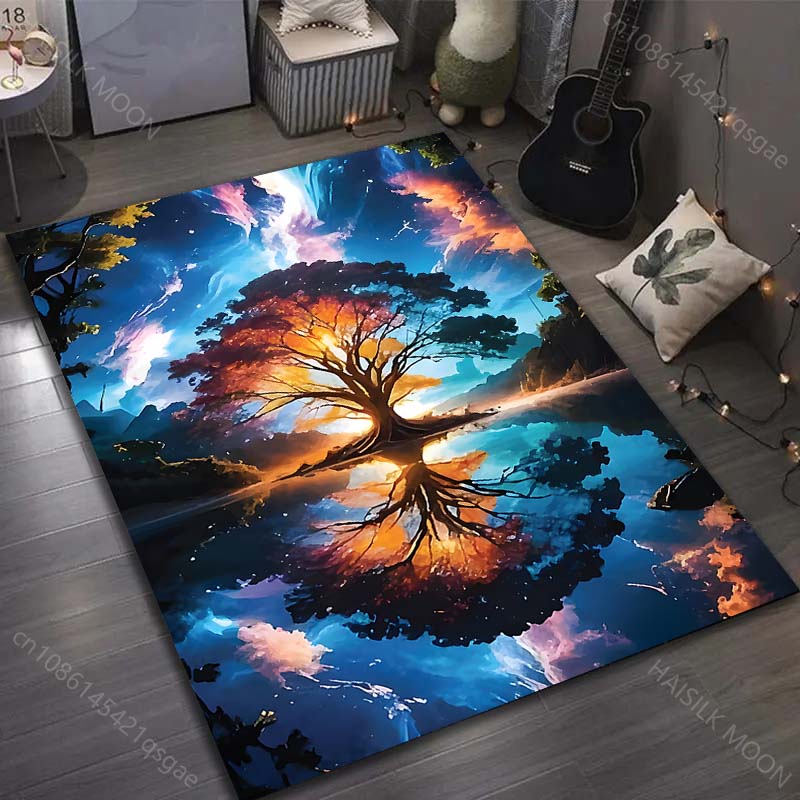 

1PC Dreamlike tree reflecting sky Pattern Rug Carpets for Bedroom Living Room Sofa Mat Creative Door Mat Cloakroom Home Decor 40x60cm