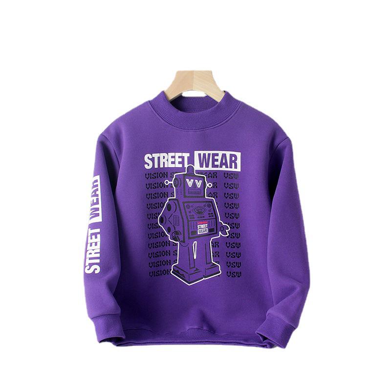 Korean Style High Collar Fleece Sweater for Kids - Warm Winter Long Sleeve for Boys