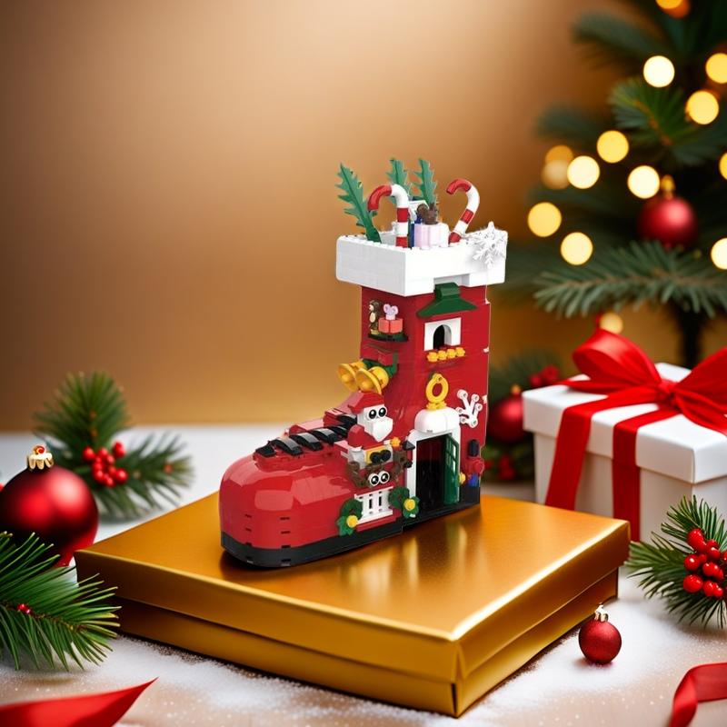 Christmas Stocking Building Block Toy Set, Cool and Fun Design, Christmas Decoration, New Year and Birthday Gift