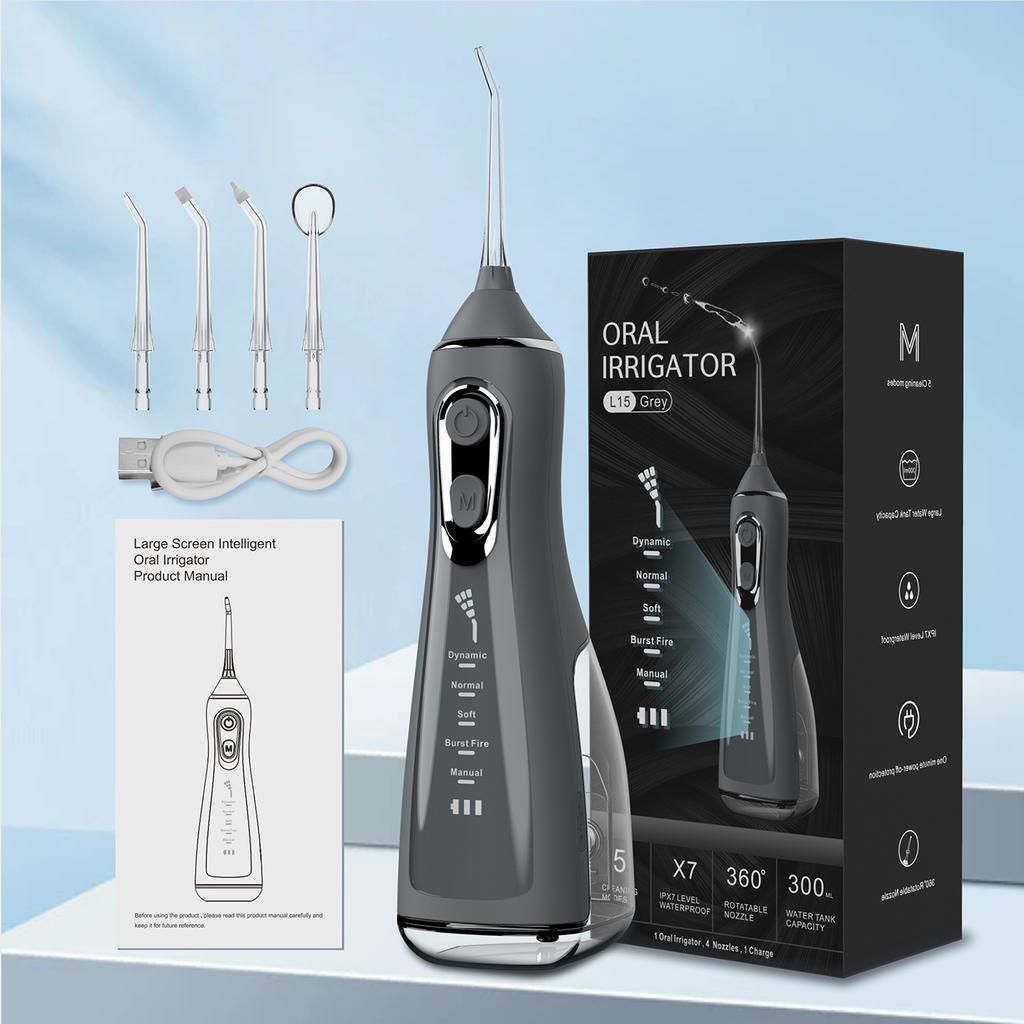 Oral Irrigator zubní scaler 5-rychlostní nastavení Water Flosser Přenosný zubní vodní paprsek 300ML IPX6 Vodotěsný čistič zubů