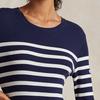 Polo Ralph Lauren SS24 Pruhované vaflové pletené šaty s dlouhým rukávem slim fit Dámské šaty Tmavě modrá WMPODRSNFA20618-410