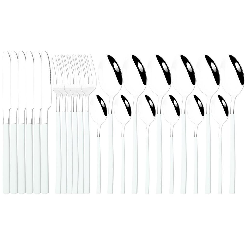 6People Stainless Steel Cutlery Set Knife Fork Tea Spoon Dinner Tableware Black Dinnerware Party Kitchen Flatware Silverware Set