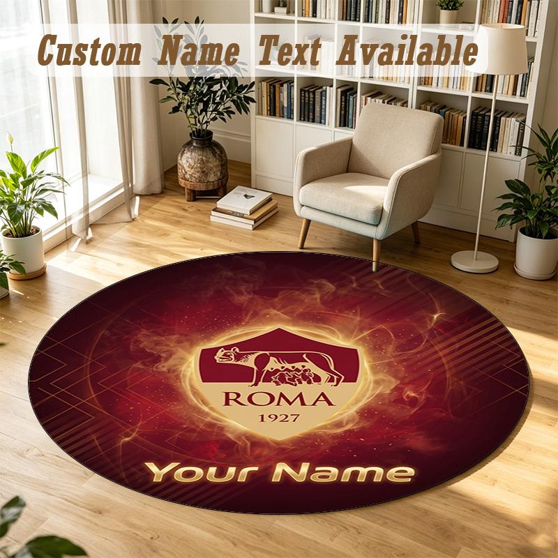 Round Rug Custom NameAS Roma Pattern Non Slip Carpet Home Floor Decor