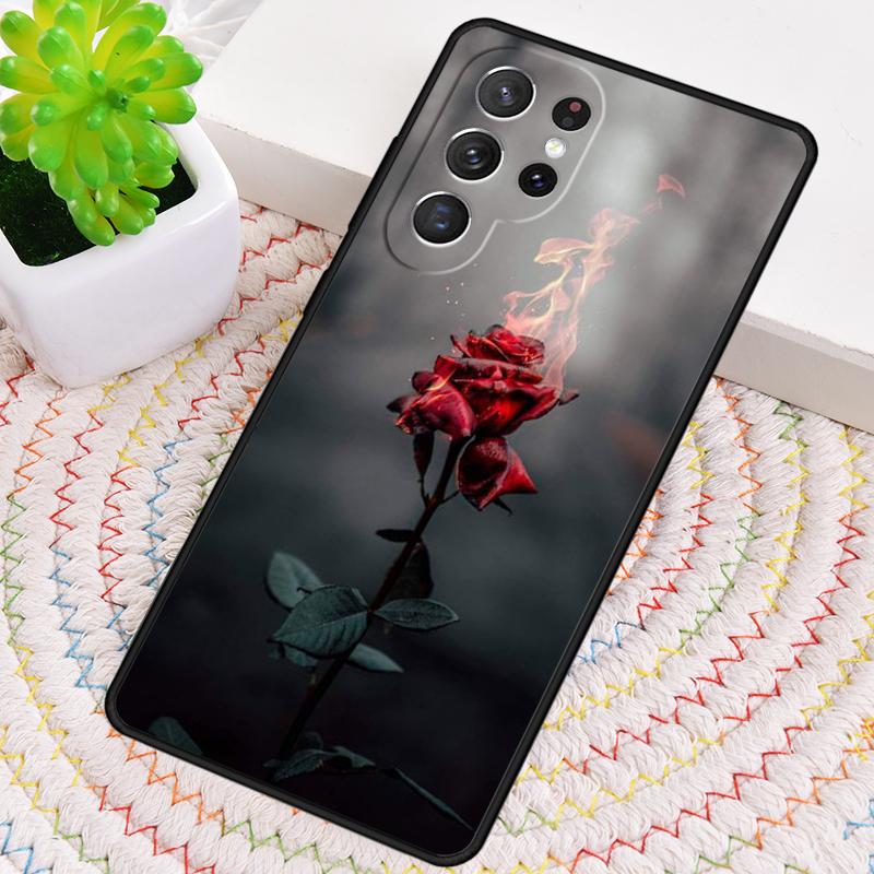 Burning Love Rose Phone Case for Samsung Galaxy Note 10 Pro S26 Ultra S23 S24 FE S25 S21 S22 PLUS Shockproof Cove