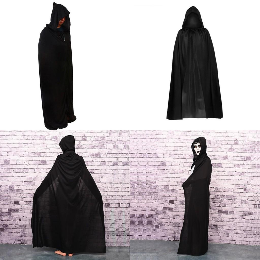 Halloween Cloak Cosplay Grim Reaper Vampire Witch Wizard Robe Party Adult Children Single-layer Black Cloak Cape