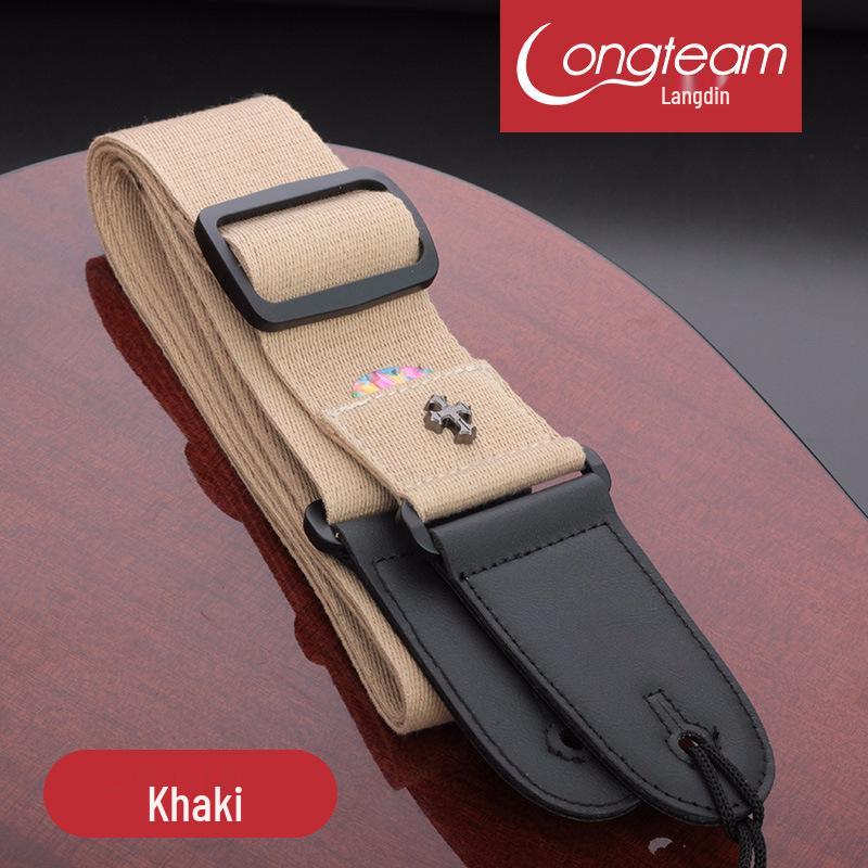 

Cotton Folk Acoustic Guitar Strap with Pick Holder - Musical Instrument Accessories for Electric Guitar & Bass хаки