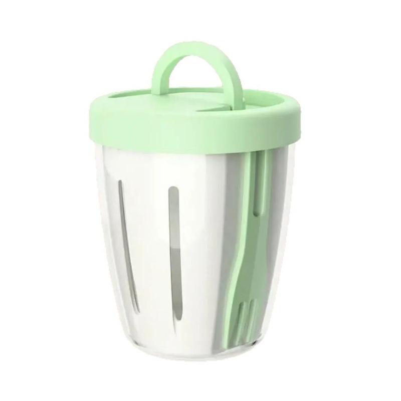 Fruit Cup - Portable, with Water-draining Feature, Comes with A Fork. Breakfast Salad Cup. Take-away for Outdoor Picnic. Fruit Cup Made of Oatmeal.