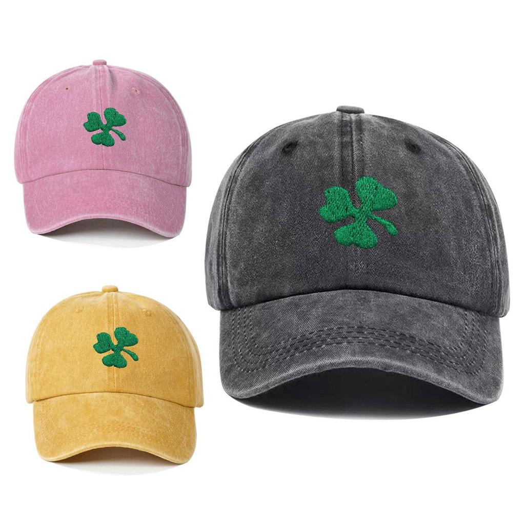 Spring/Summer Korean Style Clover Embroidery Baseball Cap - Sun Protection Duckbill Hat with Wide Brim