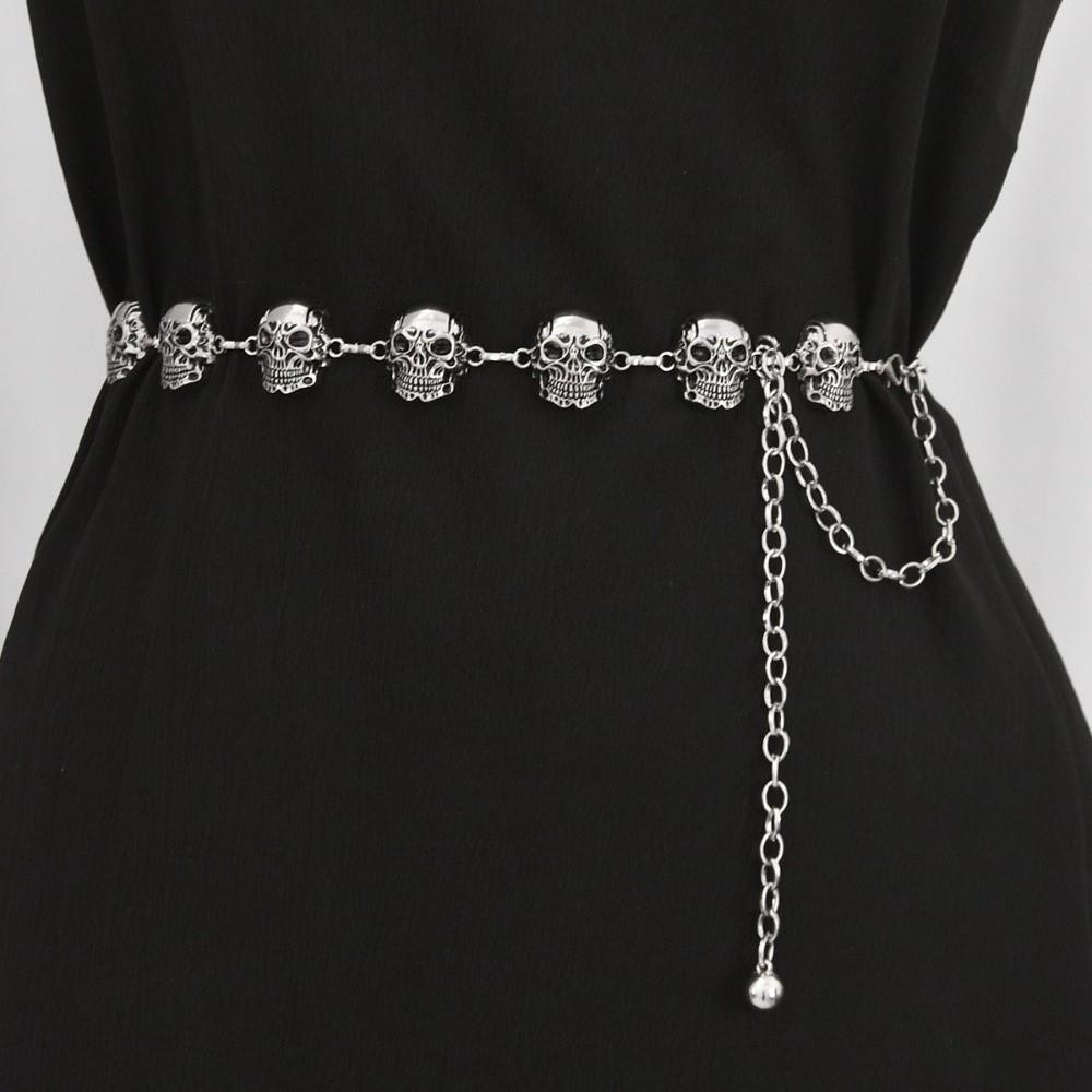 Y2K Skull Waist Chain Silver Waistband Fashion Body Chain  Girl