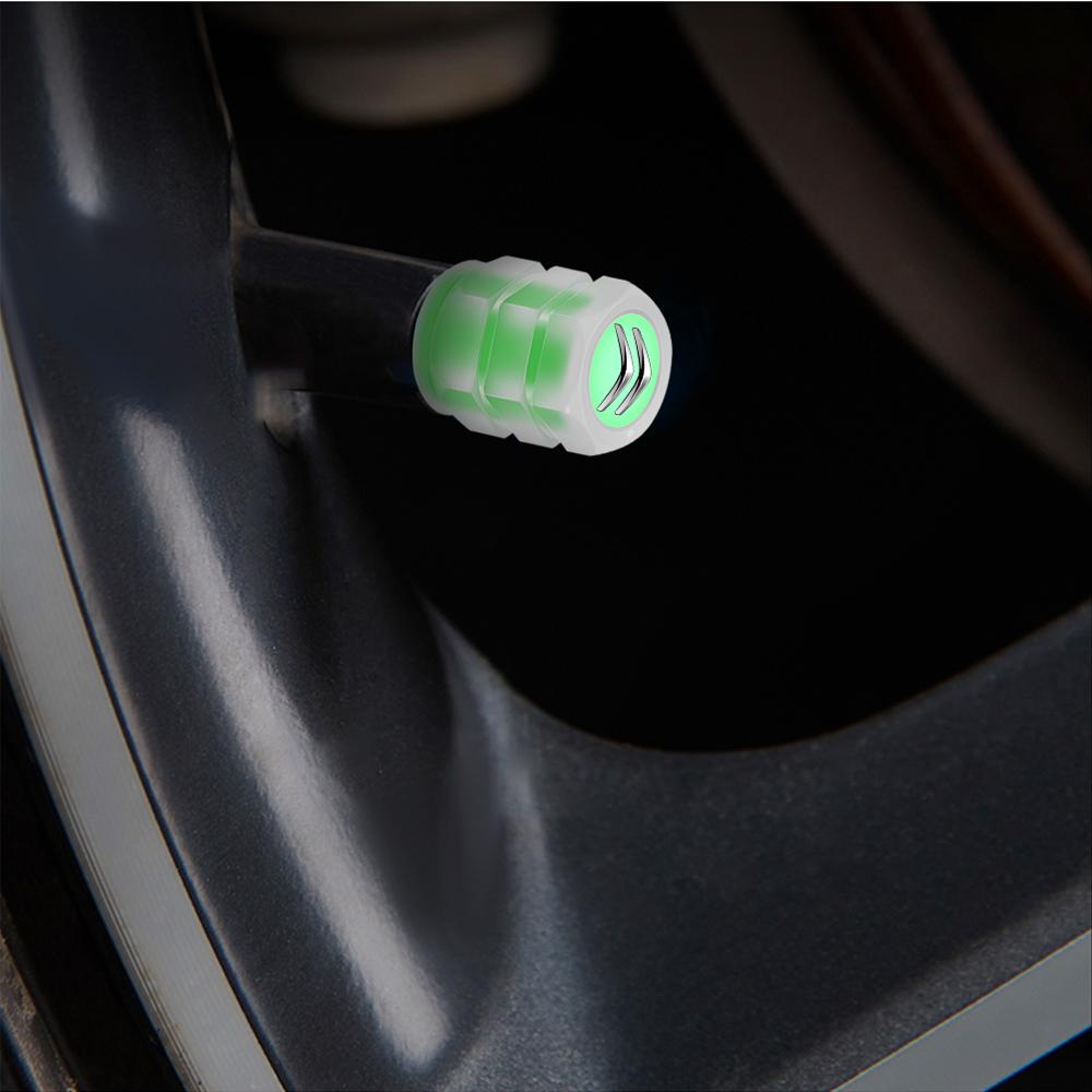 Car Tire Valve Caps Fluorescent Luminous Valve Stem Covers Tyre Nozzles For Citroen C1 C2 Grand C4 Picasso C4L VTS C-ELYSEE DS