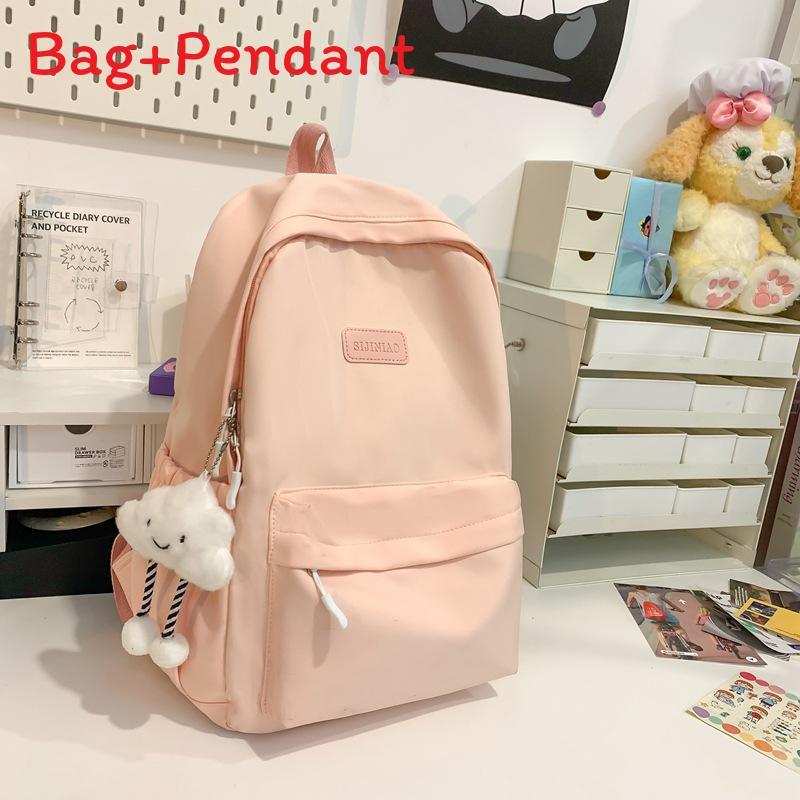 

Minimalist Asian Style School Backpack With Nylon For Girls And Teens рожевий
