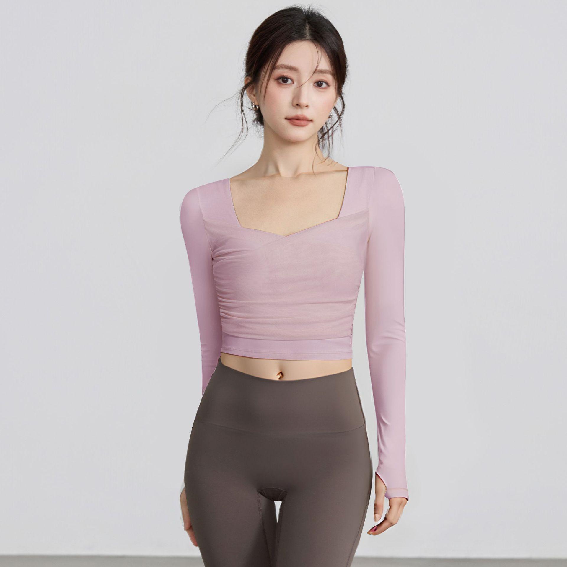 

Autumn Winter Slim Fit Mesh Yoga Long Sleeve Pilates Top M [Recommended for 48-55 kg]