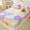 New Purple Flowers Fitted Sheet Set 100% Cotton Printed Fitted Sheet Pillowcases for Kids Boys Girls Bedroom Decor Bedding Set