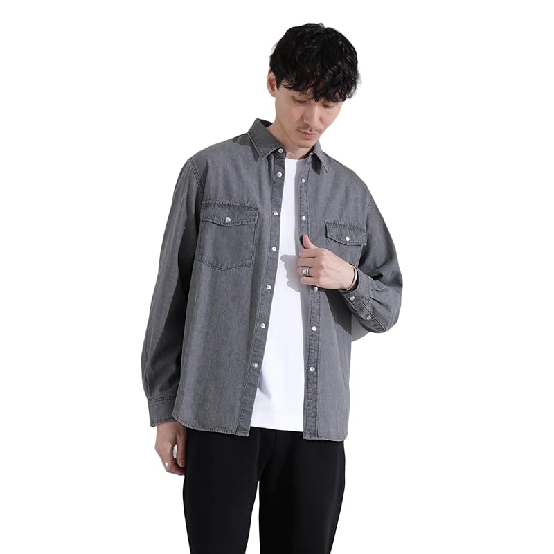

[Nano Universe] MC” TIMELESS WARDROBE denim shirt men s M 021 L.Gray 668-5120222