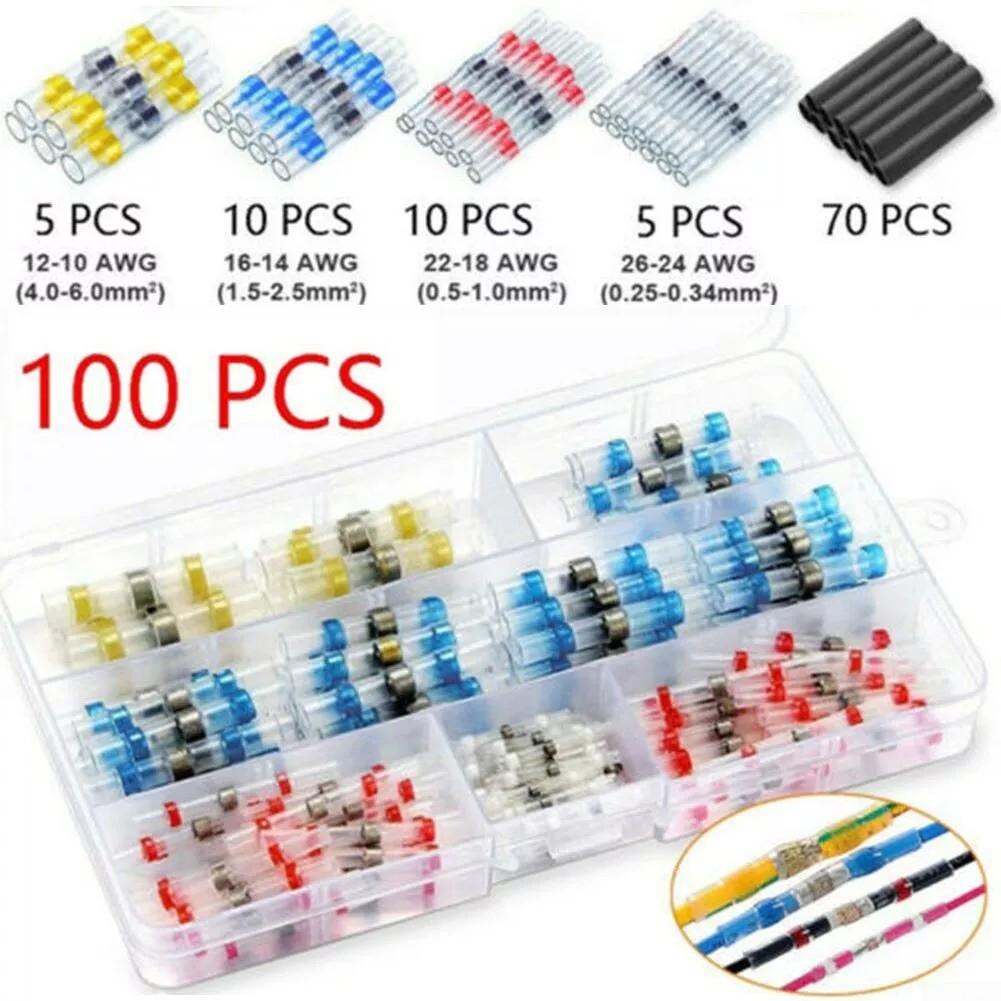 Marine and Automotive Solder Seal Sleeve Heat Shrink Butt Connector 100pcs