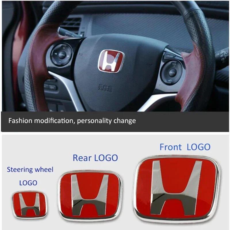 Car Front Grille Emblem Trunk Sticker Steering Wheel Badge Decal for Honda City Civic Accord CRV HRV Fit Jazz Odyssey Jade Vezel BI2