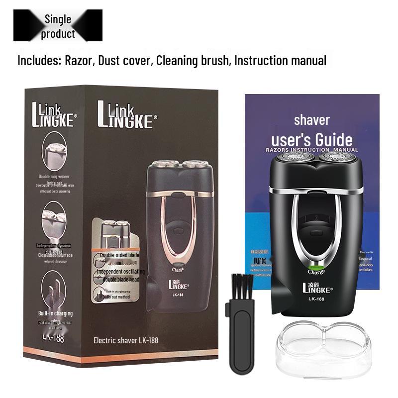 Lingke 188 Мини-электробритва с двойной головкой для мужчин - Портативный дизайн с вставляемой вилкой чёрный