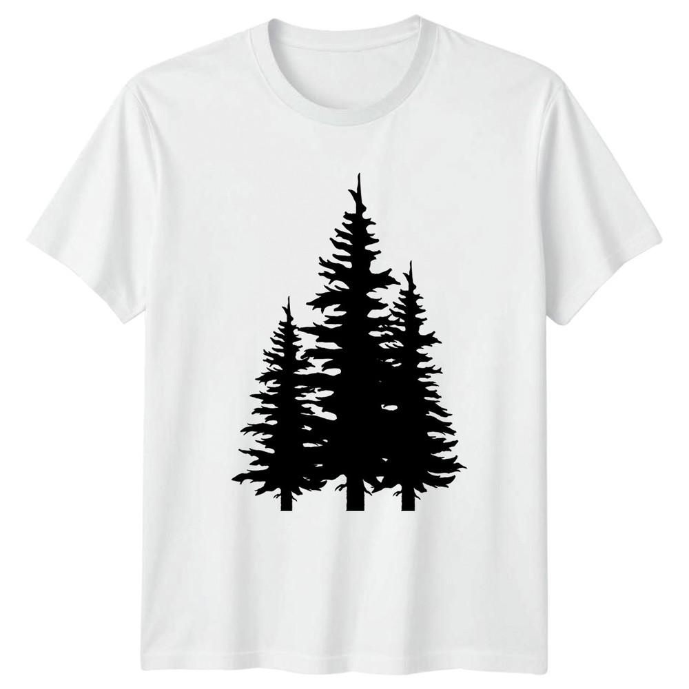 Pine Tree Silhouette Forest Nature TShirt Hiking Christmas S